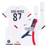 Paris Saint-Germain Joao Neves #87 Udebanetrøje Børn 2024-25 Kort ærmer (+ bukser)