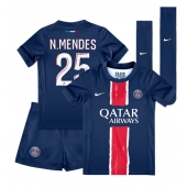 Paris Saint-Germain Nuno Mendes #25 Hjemmebanetrøje Børn 2024-25 Kort ærmer (+ bukser)