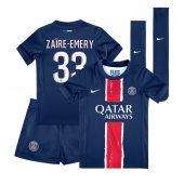 Paris Saint-Germain Warren Zaire-Emery #33 Hjemmebanetrøje Børn 2024-25 Kort ærmer (+ bukser)